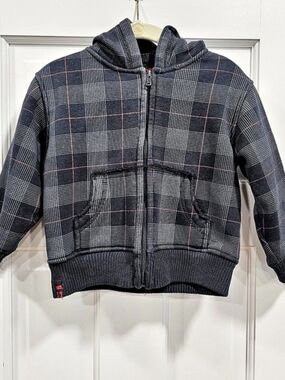 Hawk Tony Hawk Toddler Boys Plaid Sherpa Lined Zip Up Hoodie Jacket 24M